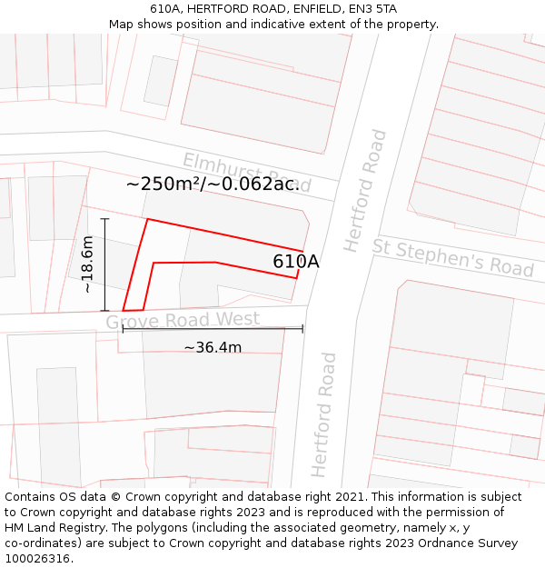 610A, HERTFORD ROAD, ENFIELD, EN3 5TA: Plot and title map