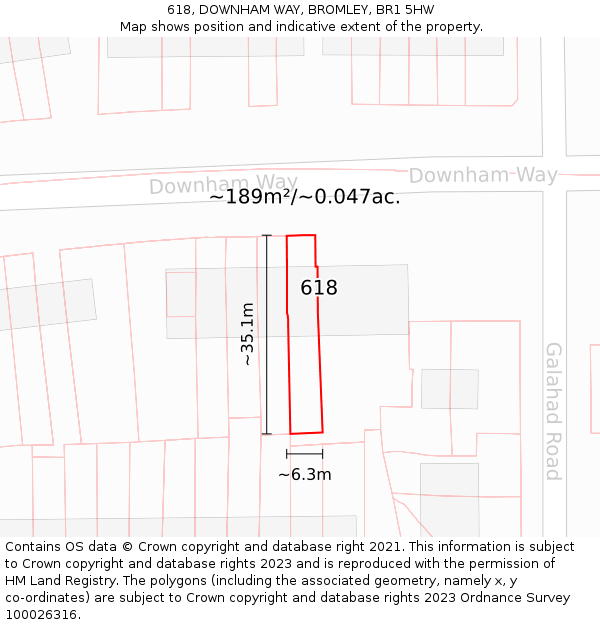 618, DOWNHAM WAY, BROMLEY, BR1 5HW: Plot and title map