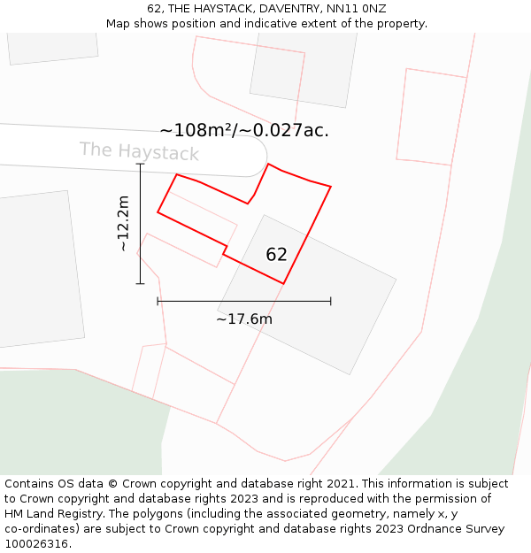 62, THE HAYSTACK, DAVENTRY, NN11 0NZ: Plot and title map