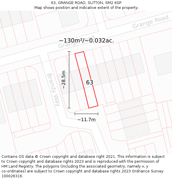 63, GRANGE ROAD, SUTTON, SM2 6SP: Plot and title map
