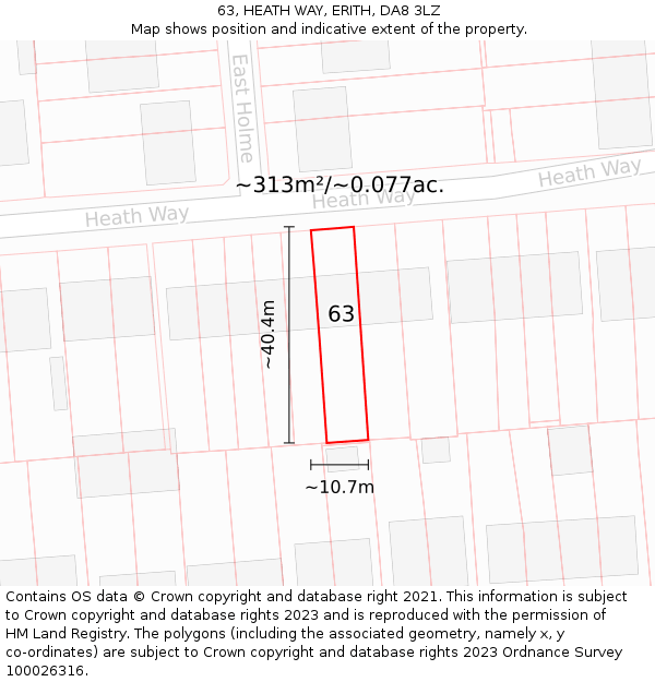 63, HEATH WAY, ERITH, DA8 3LZ: Plot and title map