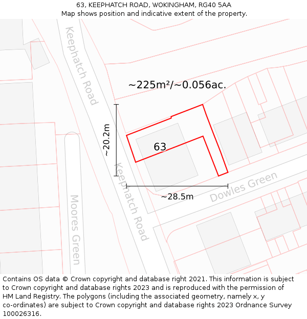 63, KEEPHATCH ROAD, WOKINGHAM, RG40 5AA: Plot and title map