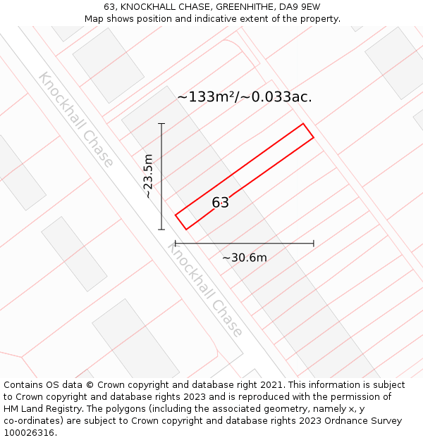 63, KNOCKHALL CHASE, GREENHITHE, DA9 9EW: Plot and title map