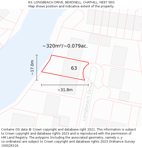 63, LONGBEACH DRIVE, BEADNELL, CHATHILL, NE67 5EG: Plot and title map