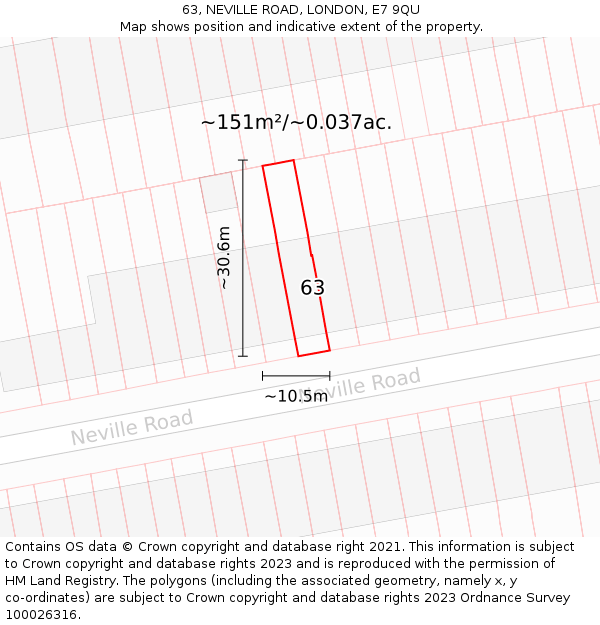 63, NEVILLE ROAD, LONDON, E7 9QU: Plot and title map