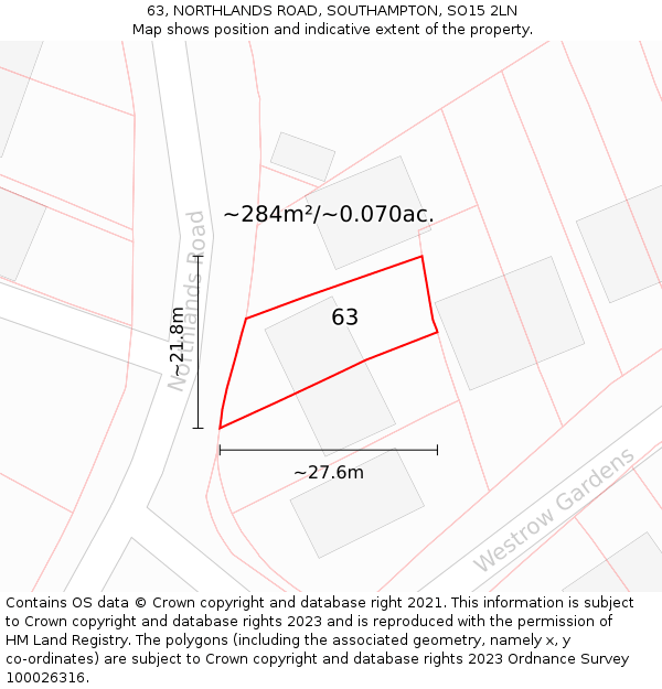 63, NORTHLANDS ROAD, SOUTHAMPTON, SO15 2LN: Plot and title map