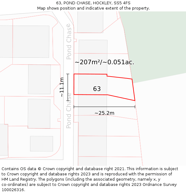 63, POND CHASE, HOCKLEY, SS5 4FS: Plot and title map