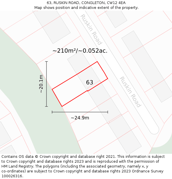 63, RUSKIN ROAD, CONGLETON, CW12 4EA: Plot and title map