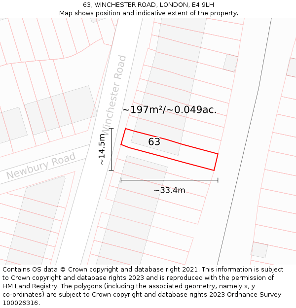 63, WINCHESTER ROAD, LONDON, E4 9LH: Plot and title map