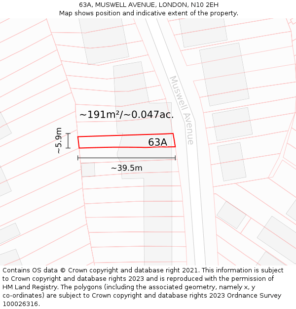 63A, MUSWELL AVENUE, LONDON, N10 2EH: Plot and title map