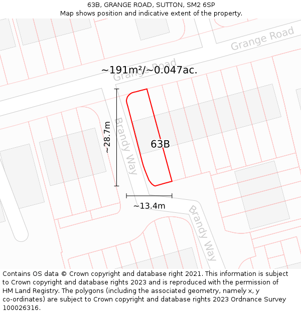 63B, GRANGE ROAD, SUTTON, SM2 6SP: Plot and title map