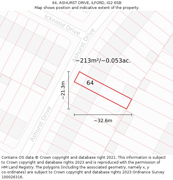 64, ASHURST DRIVE, ILFORD, IG2 6SB: Plot and title map