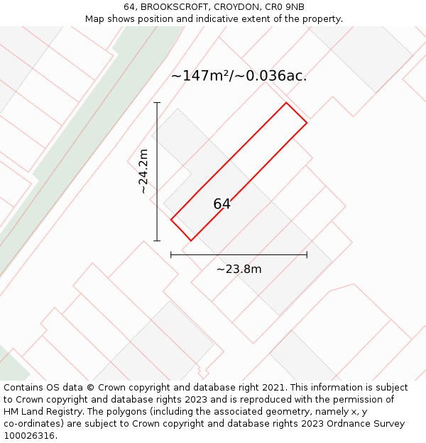 64, BROOKSCROFT, CROYDON, CR0 9NB: Plot and title map