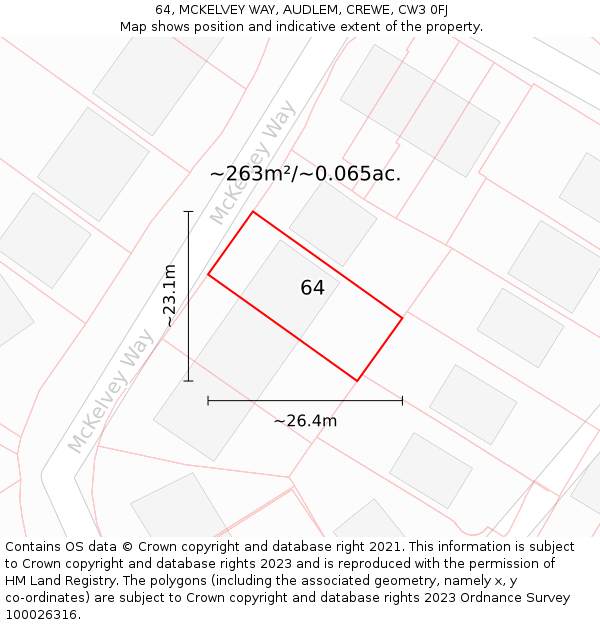 64, MCKELVEY WAY, AUDLEM, CREWE, CW3 0FJ: Plot and title map