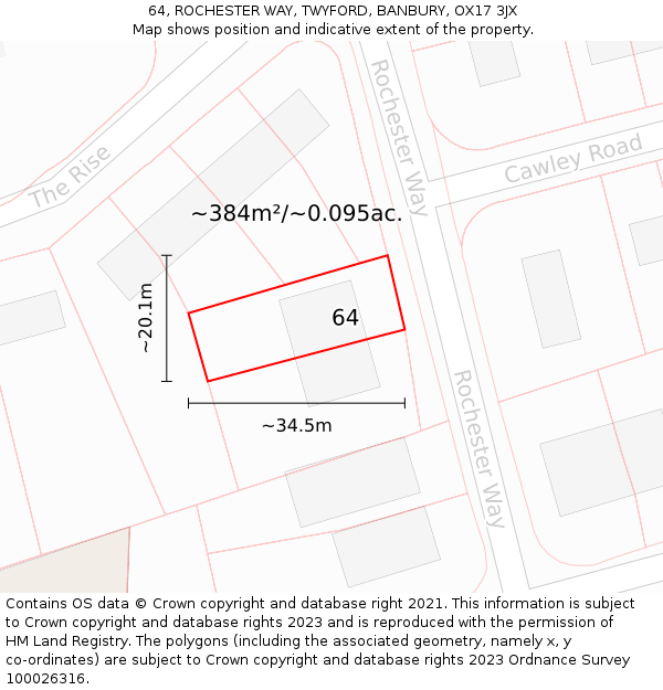 64, ROCHESTER WAY, TWYFORD, BANBURY, OX17 3JX: Plot and title map
