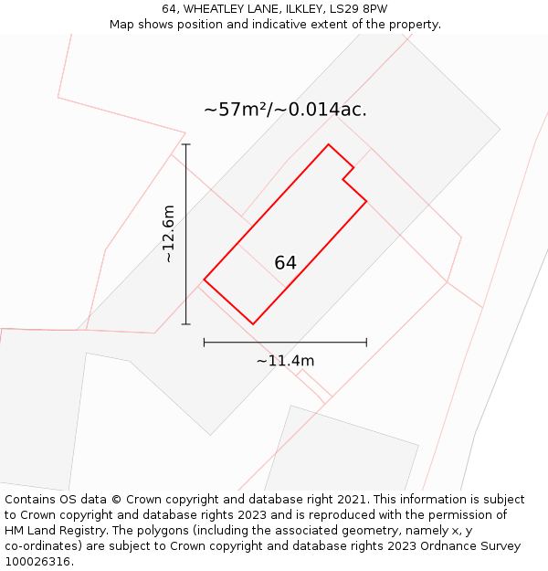 64, WHEATLEY LANE, ILKLEY, LS29 8PW: Plot and title map