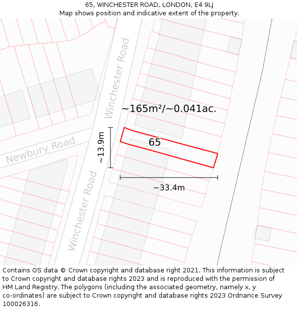 65, WINCHESTER ROAD, LONDON, E4 9LJ: Plot and title map