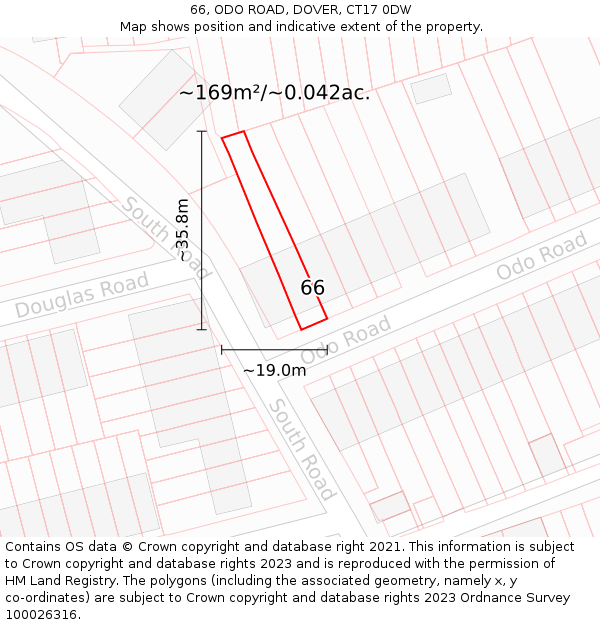 66, ODO ROAD, DOVER, CT17 0DW: Plot and title map