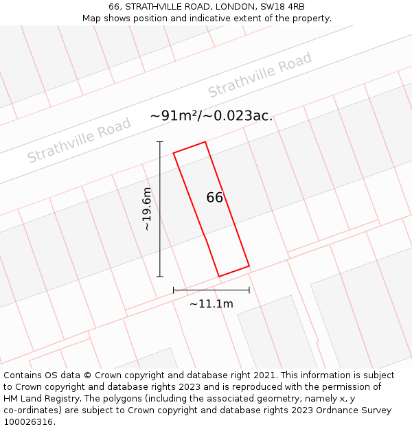 66, STRATHVILLE ROAD, LONDON, SW18 4RB: Plot and title map