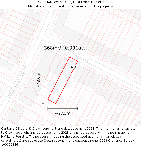 67, CHANDOS STREET, HEREFORD, HR4 0EY: Plot and title map