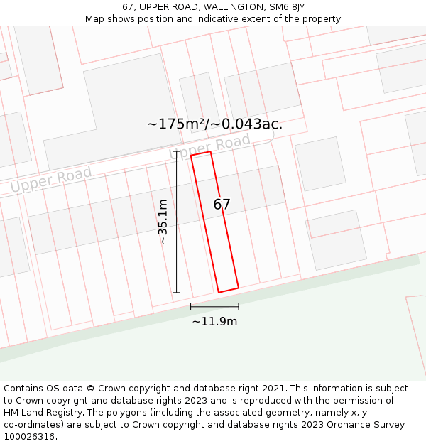 67, UPPER ROAD, WALLINGTON, SM6 8JY: Plot and title map