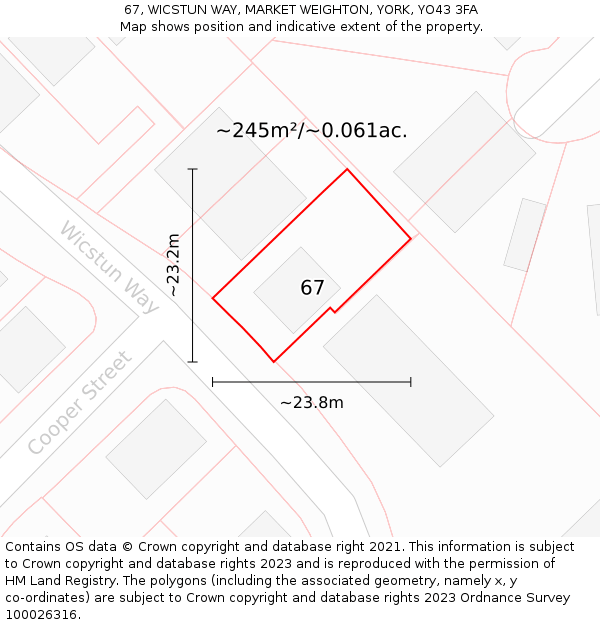 67, WICSTUN WAY, MARKET WEIGHTON, YORK, YO43 3FA: Plot and title map
