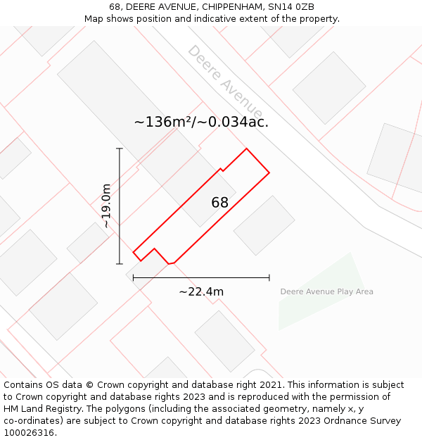 68, DEERE AVENUE, CHIPPENHAM, SN14 0ZB: Plot and title map