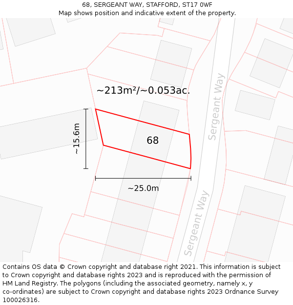68, SERGEANT WAY, STAFFORD, ST17 0WF: Plot and title map