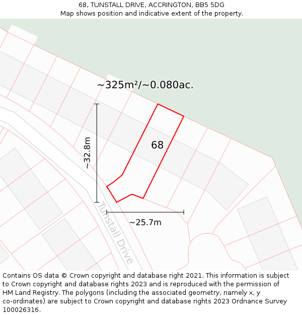 68, TUNSTALL DRIVE, ACCRINGTON, BB5 5DG: Plot and title map