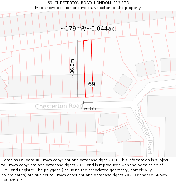69, CHESTERTON ROAD, LONDON, E13 8BD: Plot and title map