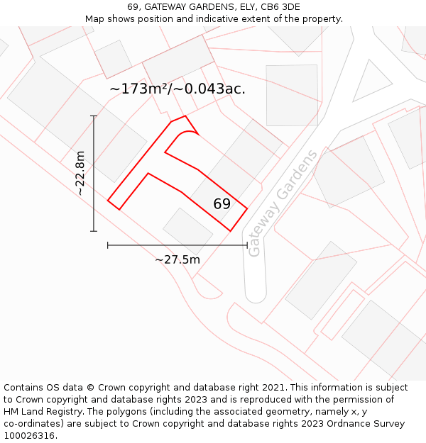 69, GATEWAY GARDENS, ELY, CB6 3DE: Plot and title map