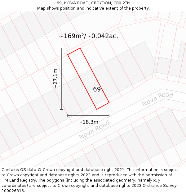 69, NOVA ROAD, CROYDON, CR0 2TN: Plot and title map