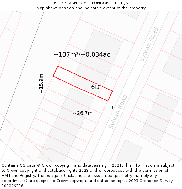 6D, SYLVAN ROAD, LONDON, E11 1QN: Plot and title map