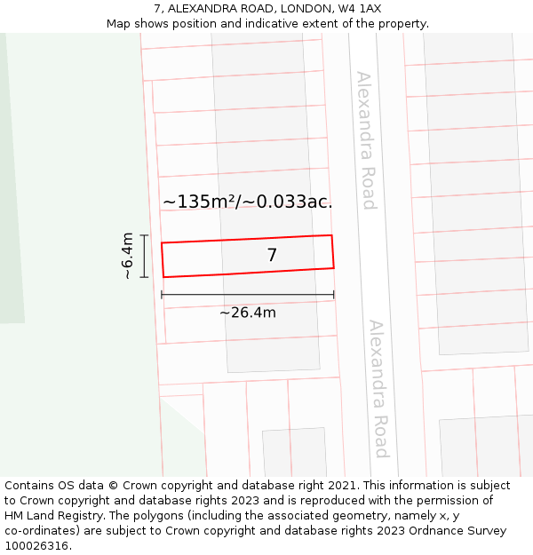 7, ALEXANDRA ROAD, LONDON, W4 1AX: Plot and title map