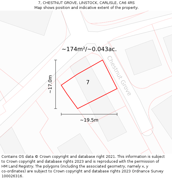 7, CHESTNUT GROVE, LINSTOCK, CARLISLE, CA6 4RS: Plot and title map