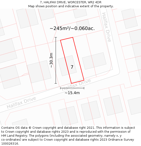 7, HALIFAX DRIVE, WORCESTER, WR2 4DR: Plot and title map