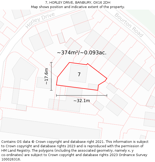 7, HORLEY DRIVE, BANBURY, OX16 2DH: Plot and title map