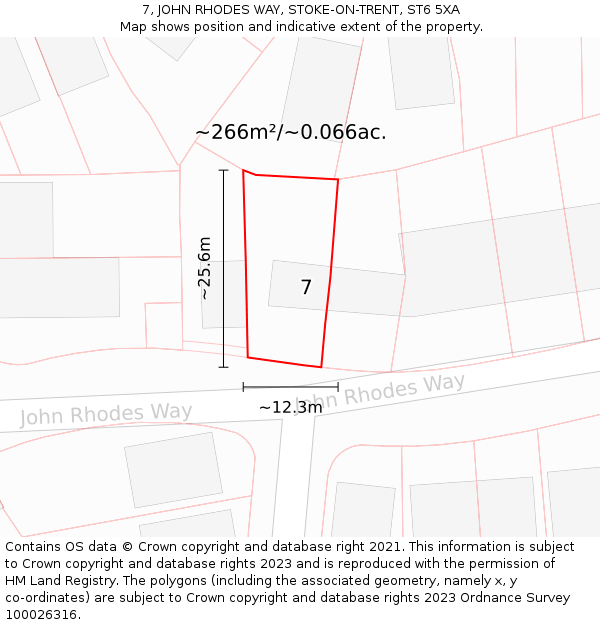 7, JOHN RHODES WAY, STOKE-ON-TRENT, ST6 5XA: Plot and title map