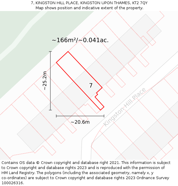 7, KINGSTON HILL PLACE, KINGSTON UPON THAMES, KT2 7QY: Plot and title map