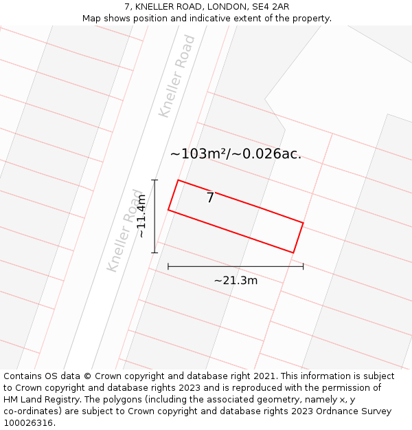 7, KNELLER ROAD, LONDON, SE4 2AR: Plot and title map