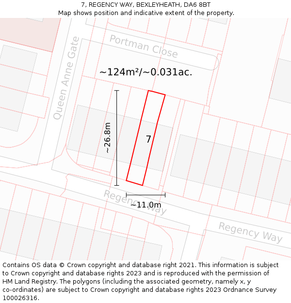 7, REGENCY WAY, BEXLEYHEATH, DA6 8BT: Plot and title map