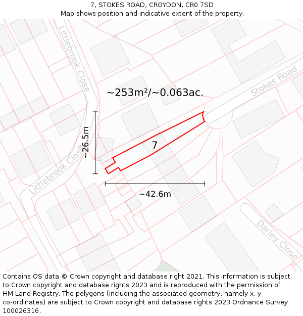 7, STOKES ROAD, CROYDON, CR0 7SD: Plot and title map