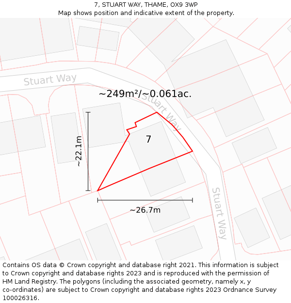 7, STUART WAY, THAME, OX9 3WP: Plot and title map