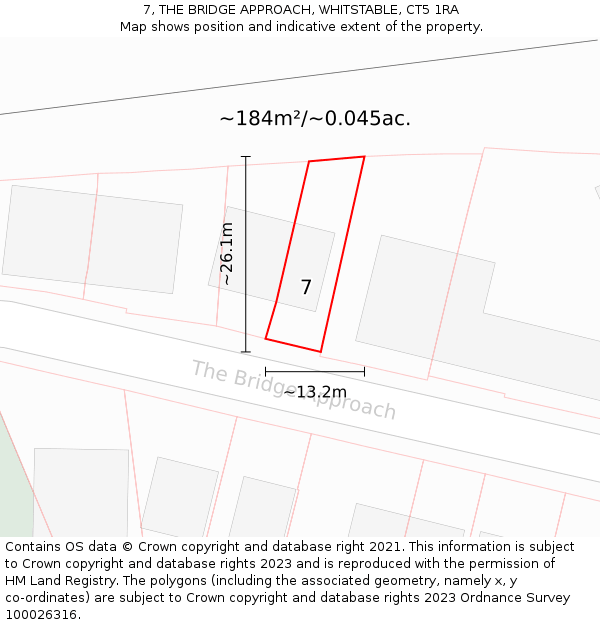 7, THE BRIDGE APPROACH, WHITSTABLE, CT5 1RA: Plot and title map