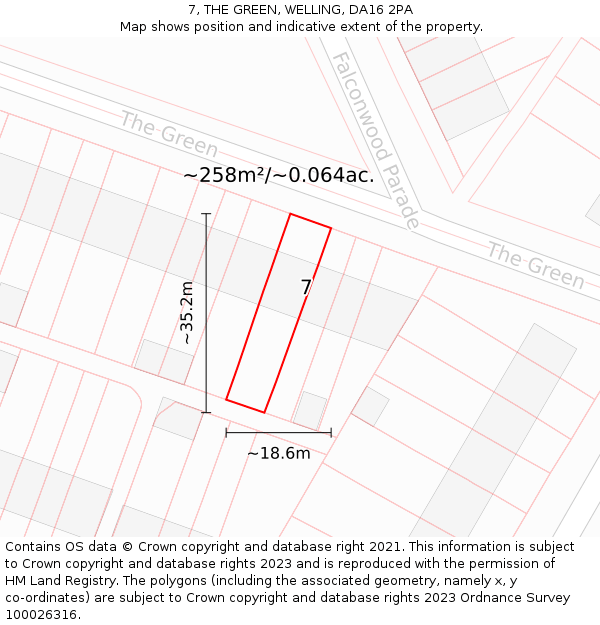 7, THE GREEN, WELLING, DA16 2PA: Plot and title map