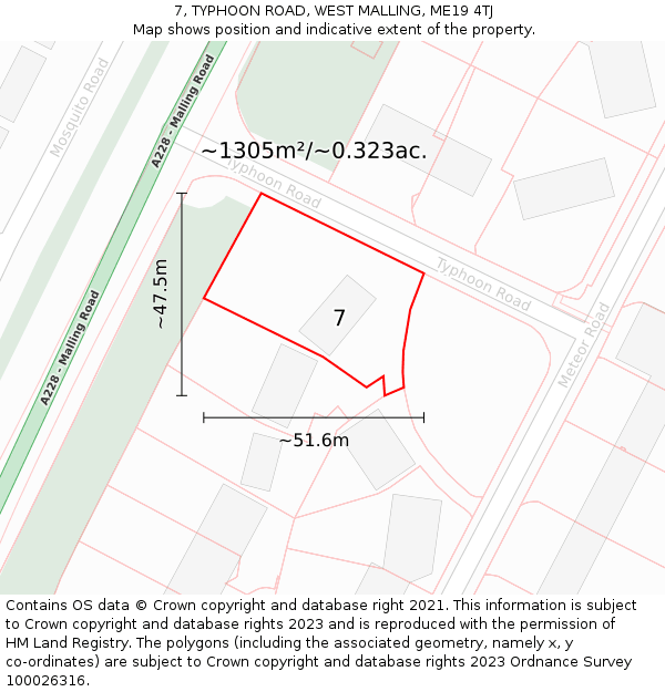 7, TYPHOON ROAD, WEST MALLING, ME19 4TJ: Plot and title map