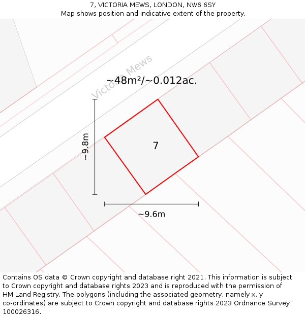 7, VICTORIA MEWS, LONDON, NW6 6SY: Plot and title map