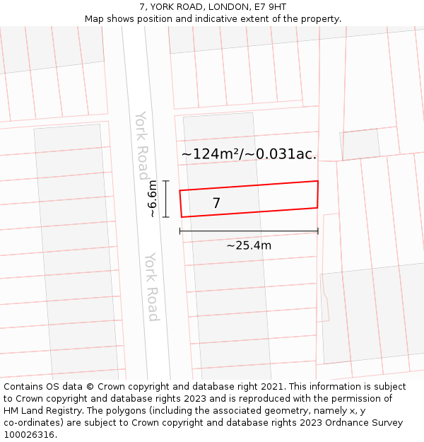 7, YORK ROAD, LONDON, E7 9HT: Plot and title map