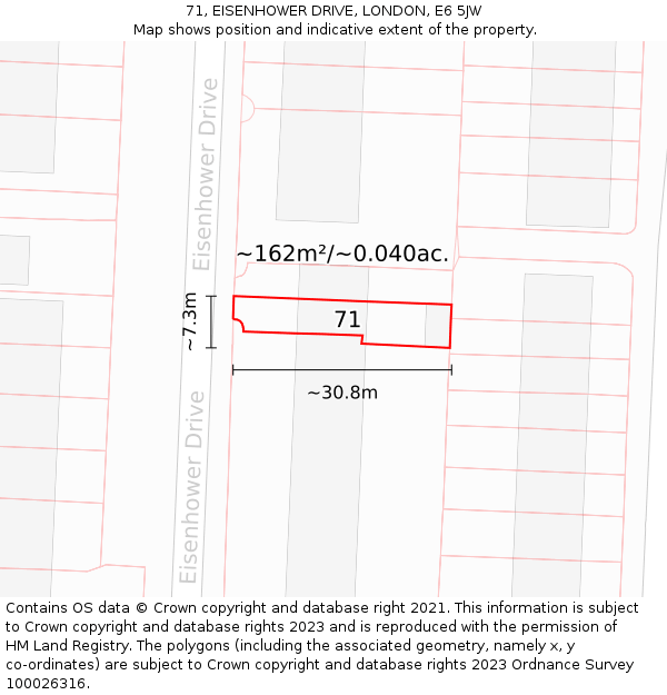 71, EISENHOWER DRIVE, LONDON, E6 5JW: Plot and title map