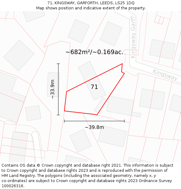 71, KINGSWAY, GARFORTH, LEEDS, LS25 1DQ: Plot and title map